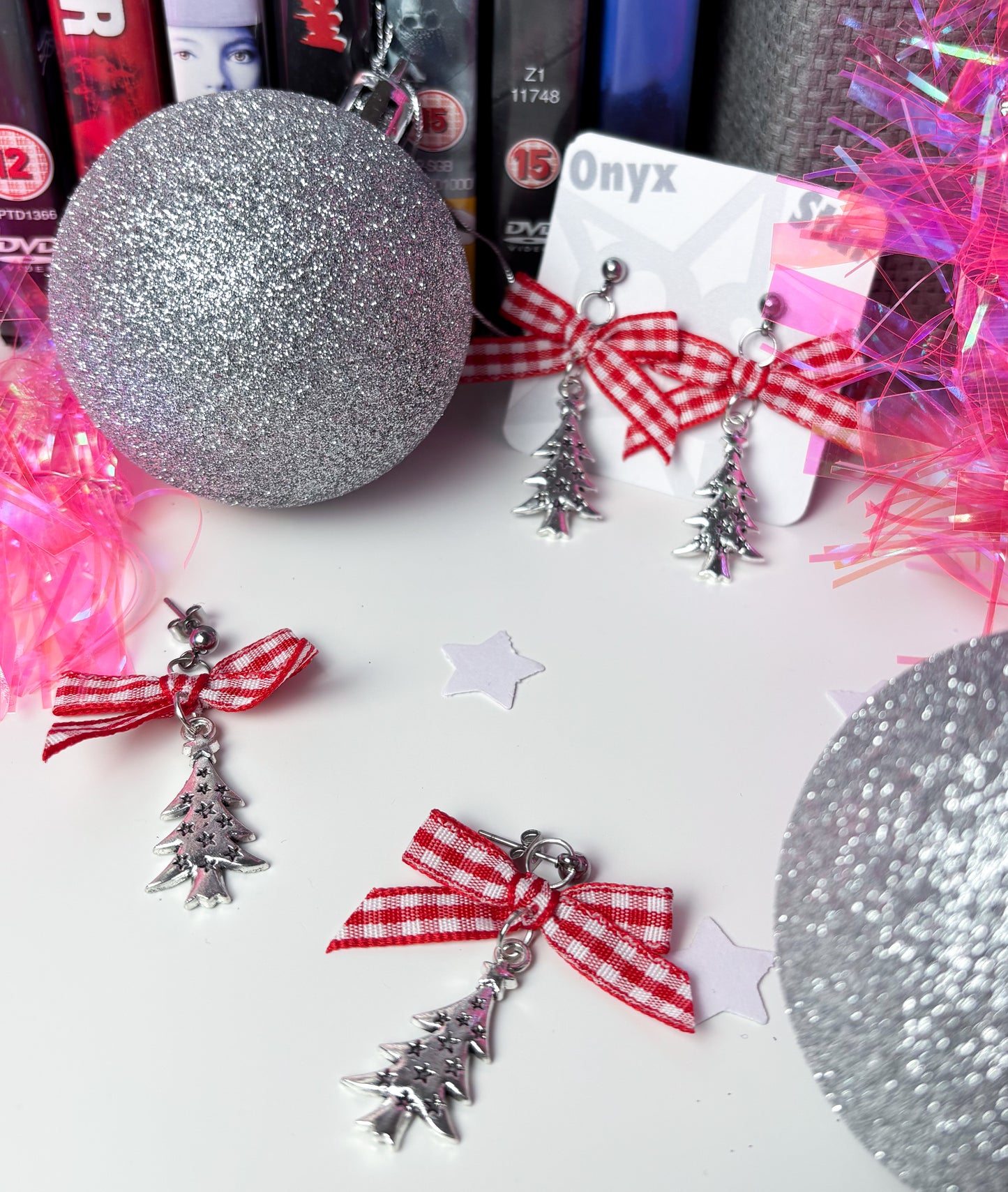 Gingham Christmas Tree Earrings