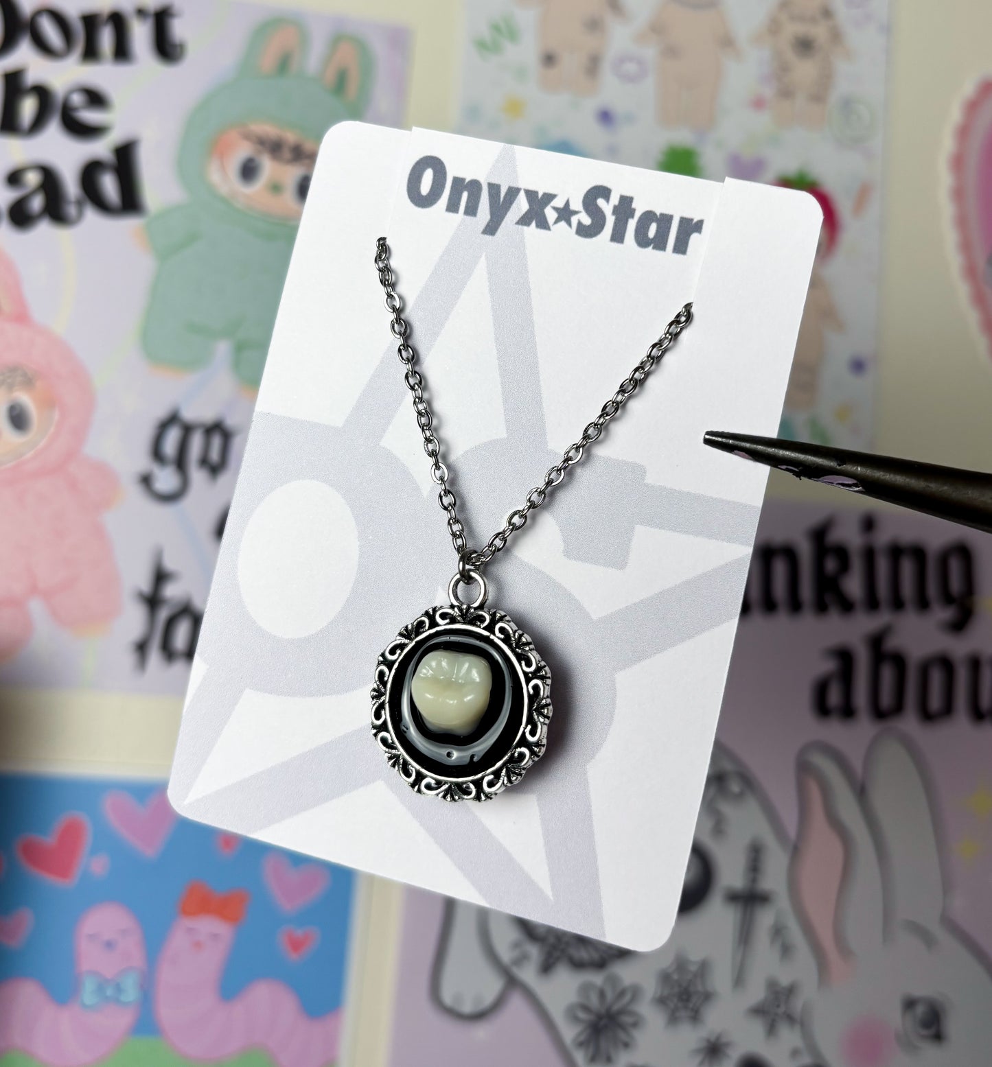 Circular Tooth Pendant Necklace