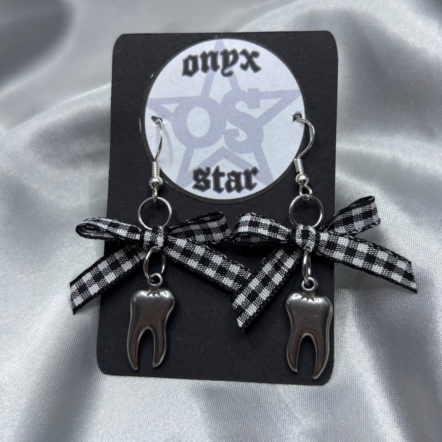 GINGHAM TEETH EARRINGS