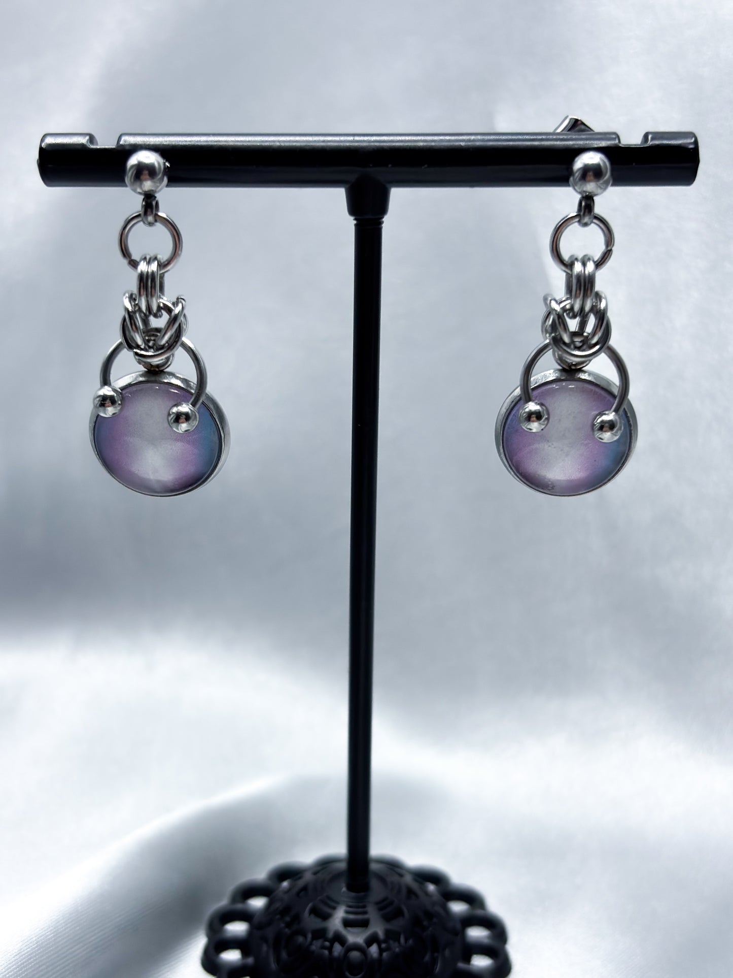 TRANS FLAG CHAINMAIL EARRINGS
