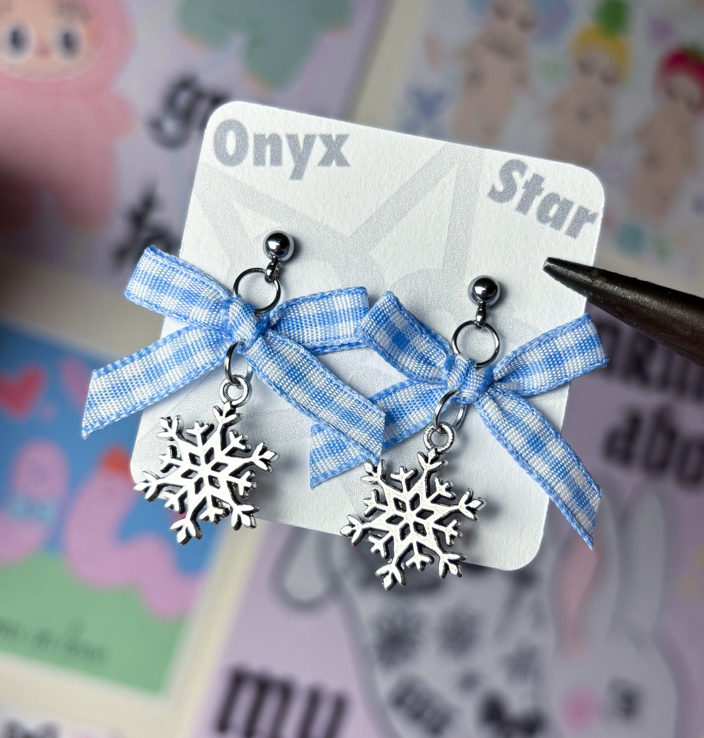 Blue Snowflake Earrings