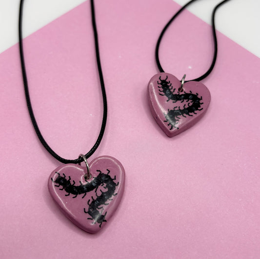 Centipede Heart Necklace