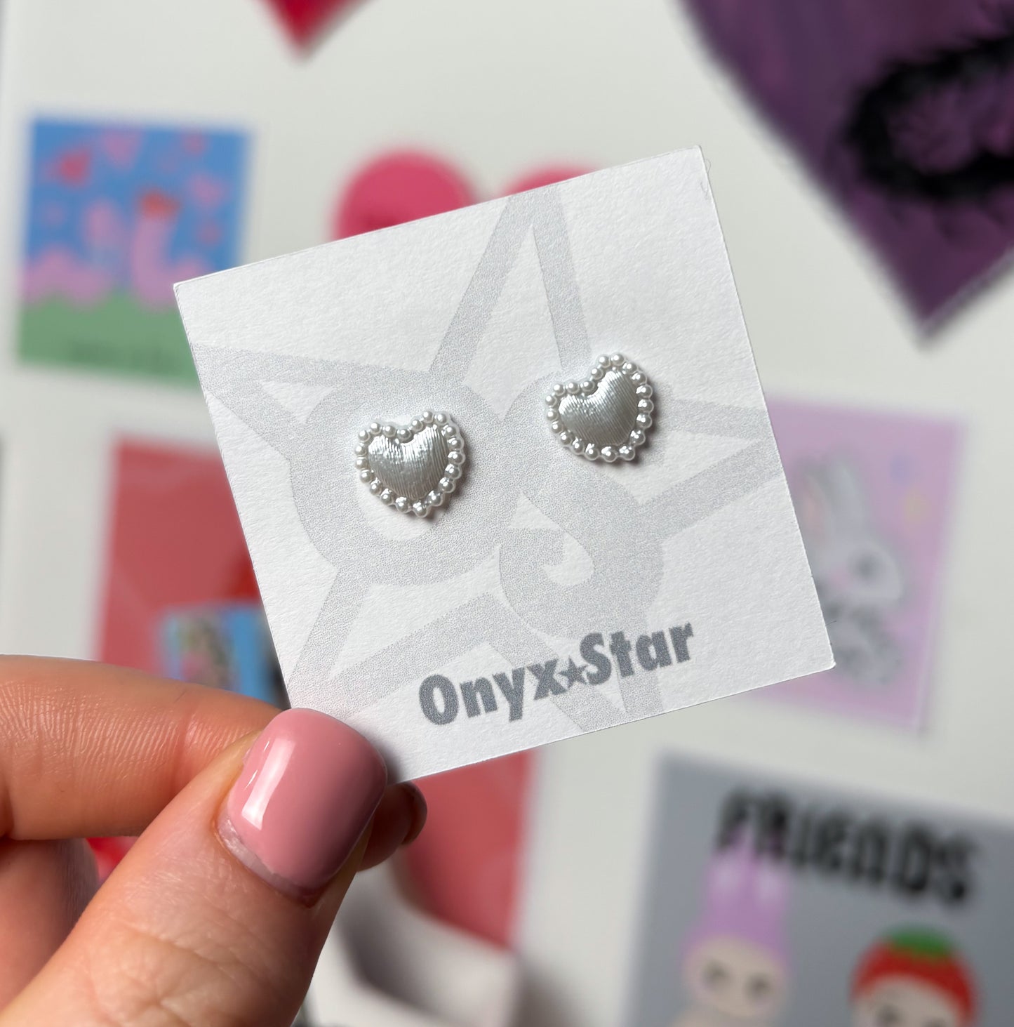 White Heart Stud Earrings