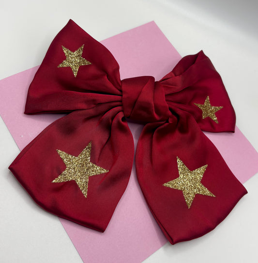 Red Bow with Gold Stars