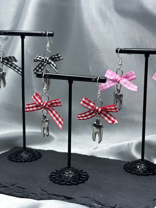 GINGHAM TEETH EARRINGS