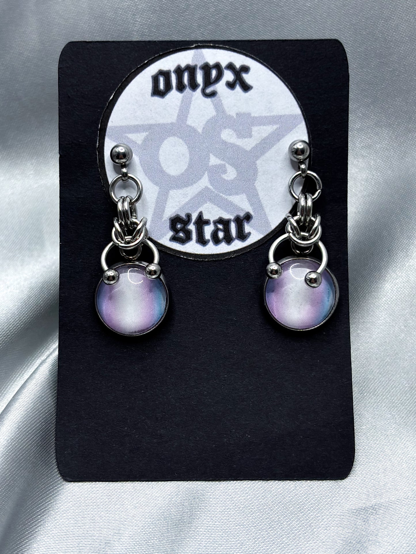 TRANS FLAG CHAINMAIL EARRINGS