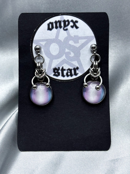 TRANS FLAG CHAINMAIL EARRINGS