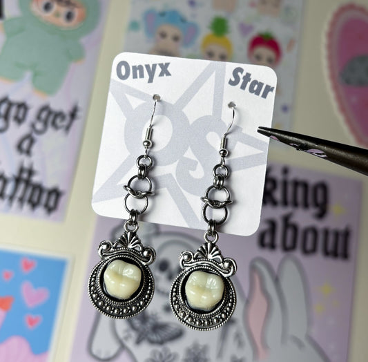Tooth Pendant Chainmail Earrings