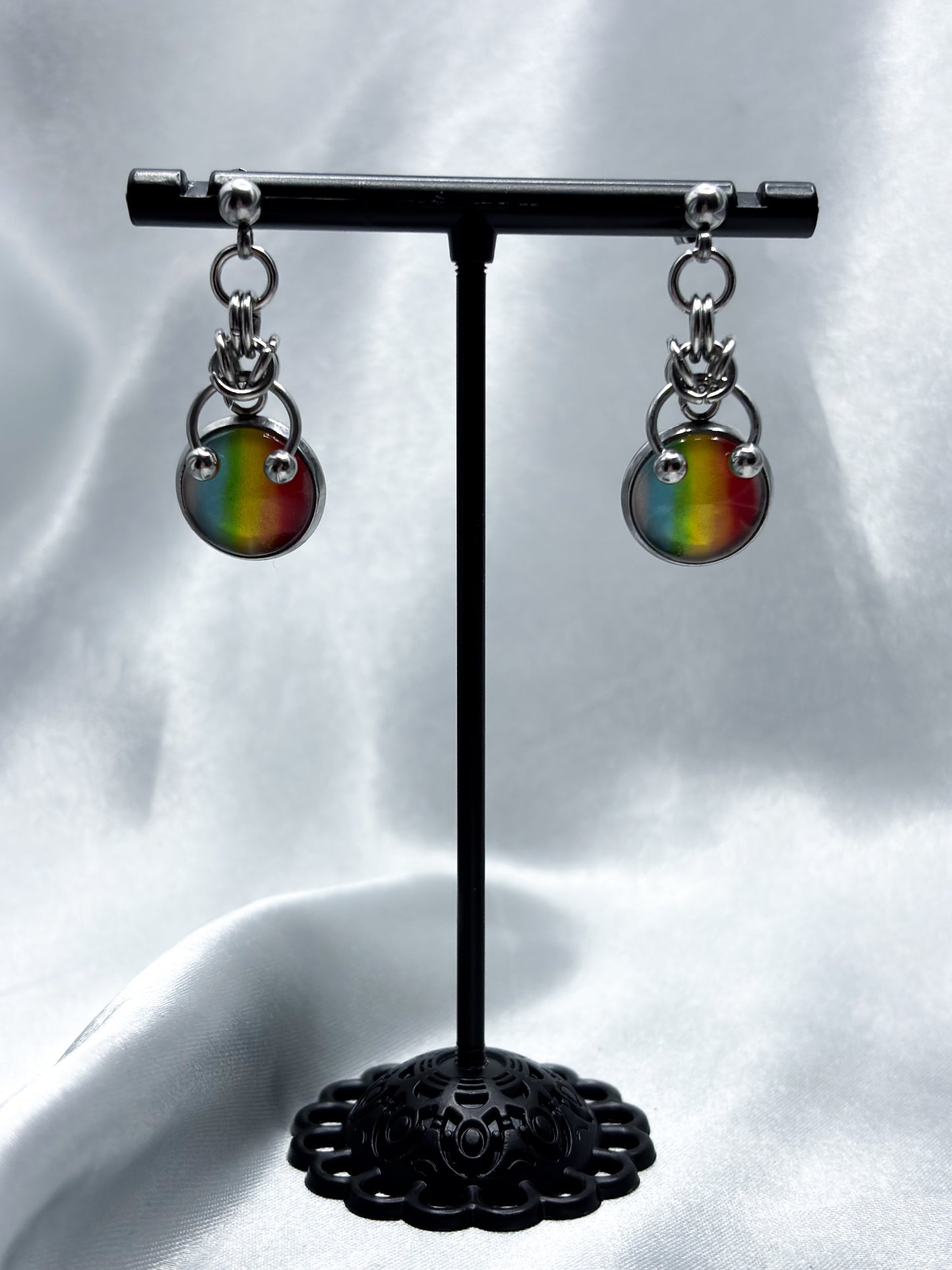 RAINBOW CHAINMAIL EARRINGS