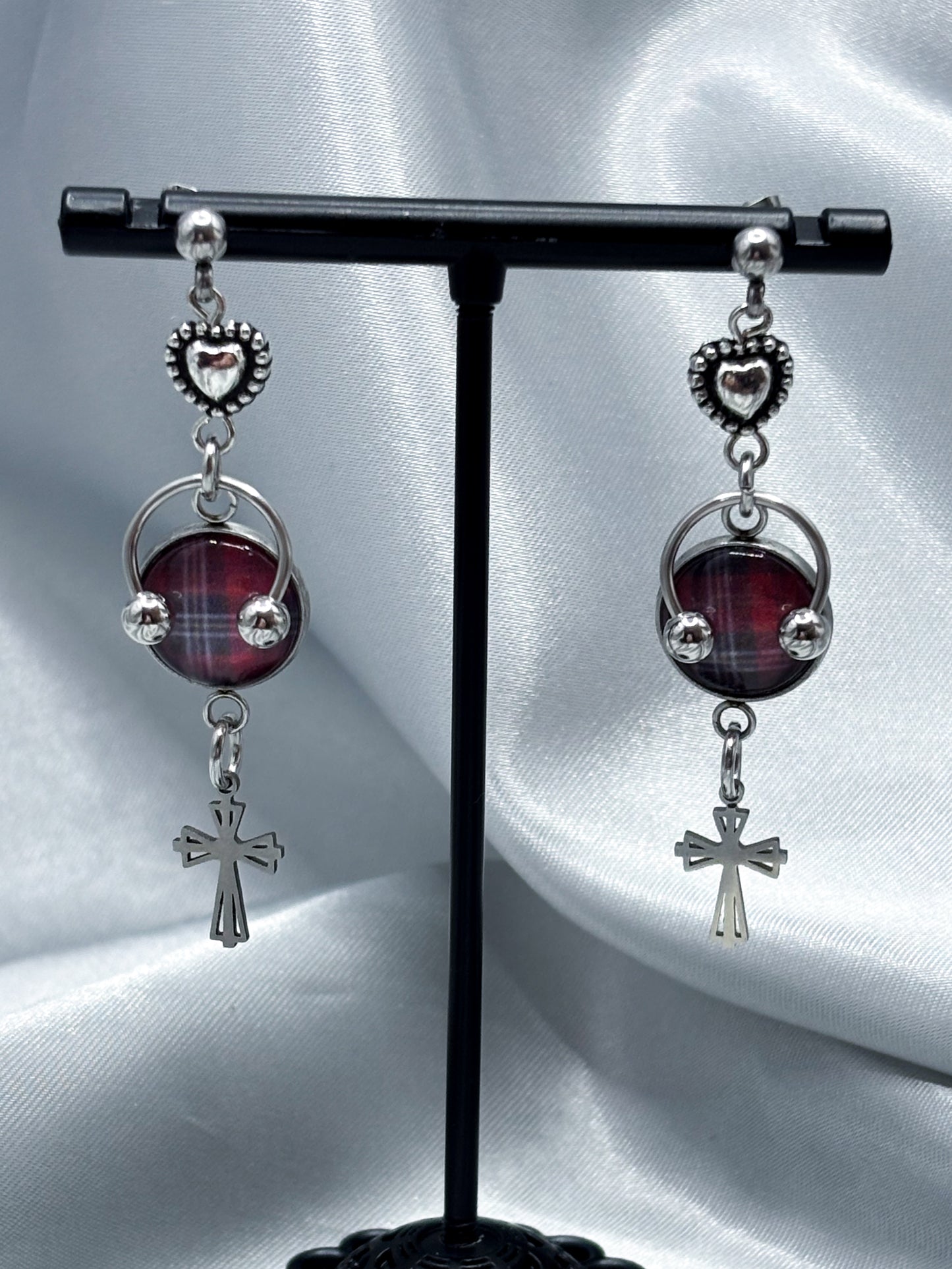 PIERCED TARTAN EARRINGS