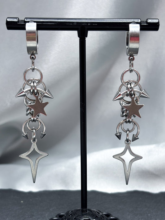 SPARKLE SPIKED CHAINMAIL EARRINGS
