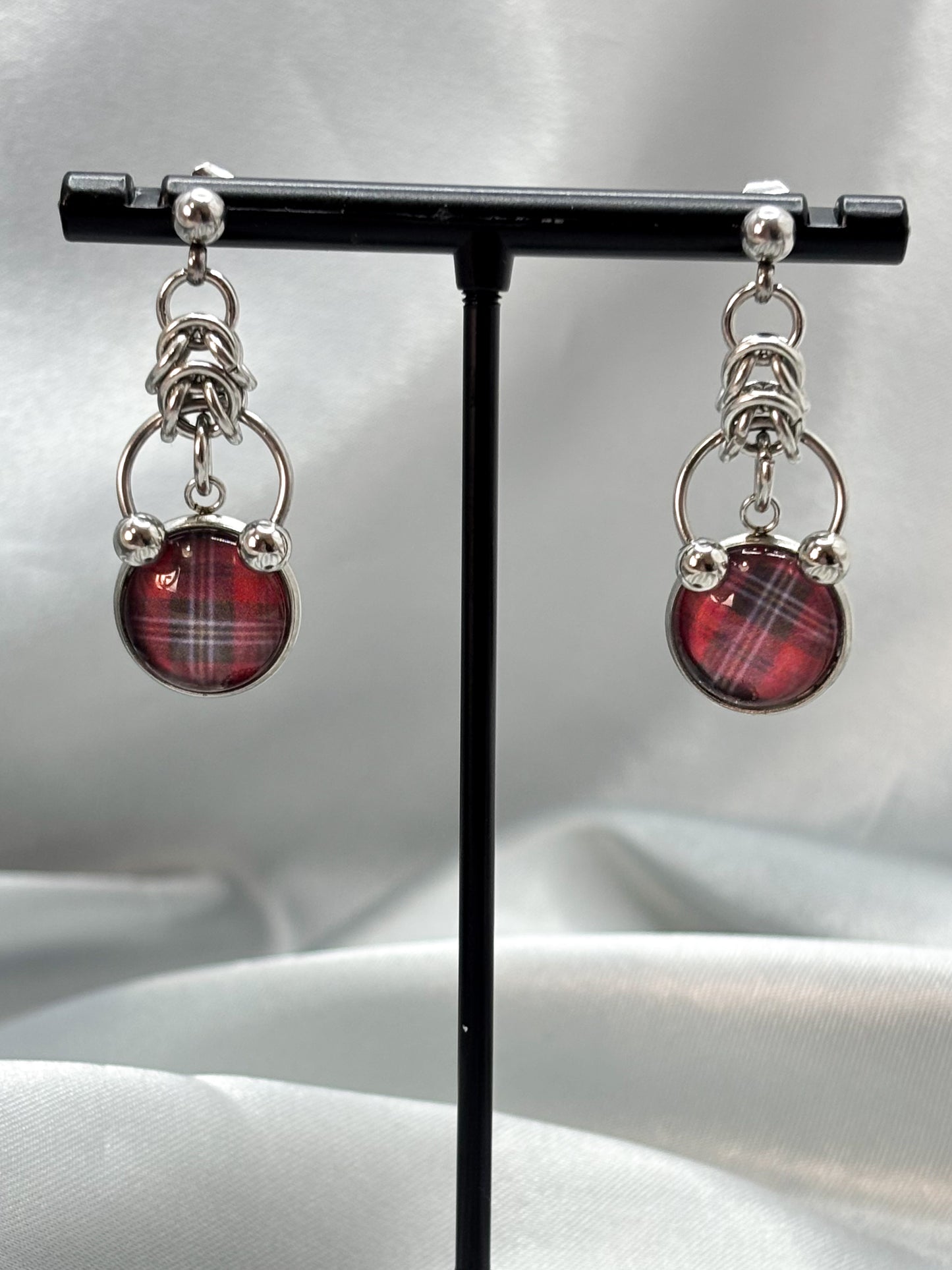 PIERCED TARTAN EARRINGS