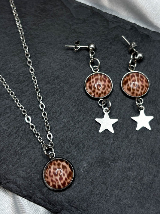 LEOPARD EARRINGS & NECKLACE SET