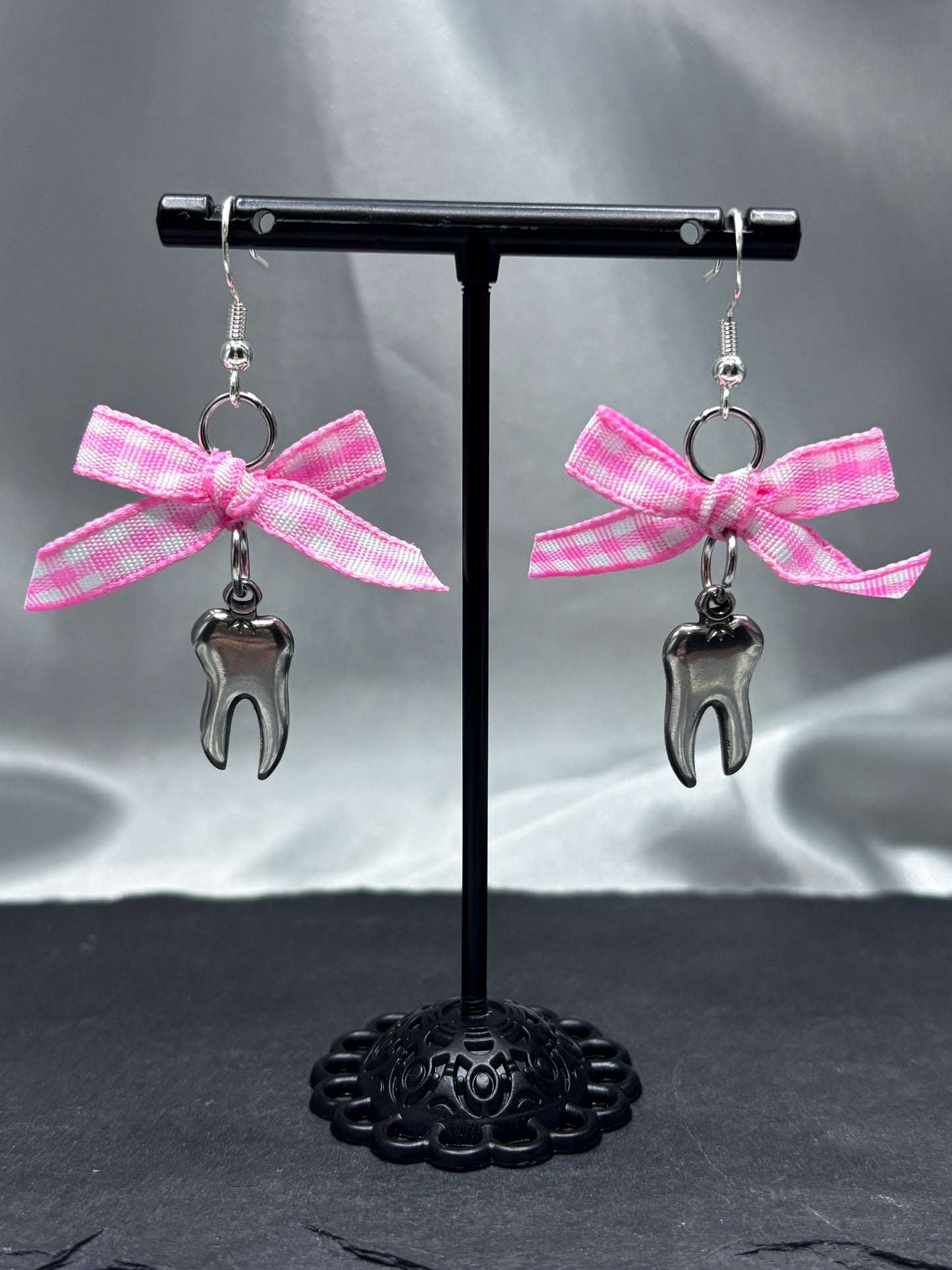 GINGHAM TEETH EARRINGS
