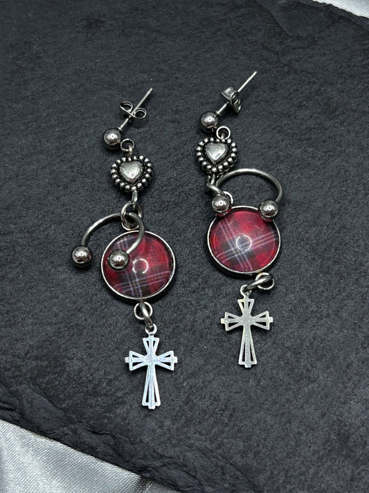 PIERCED TARTAN EARRINGS