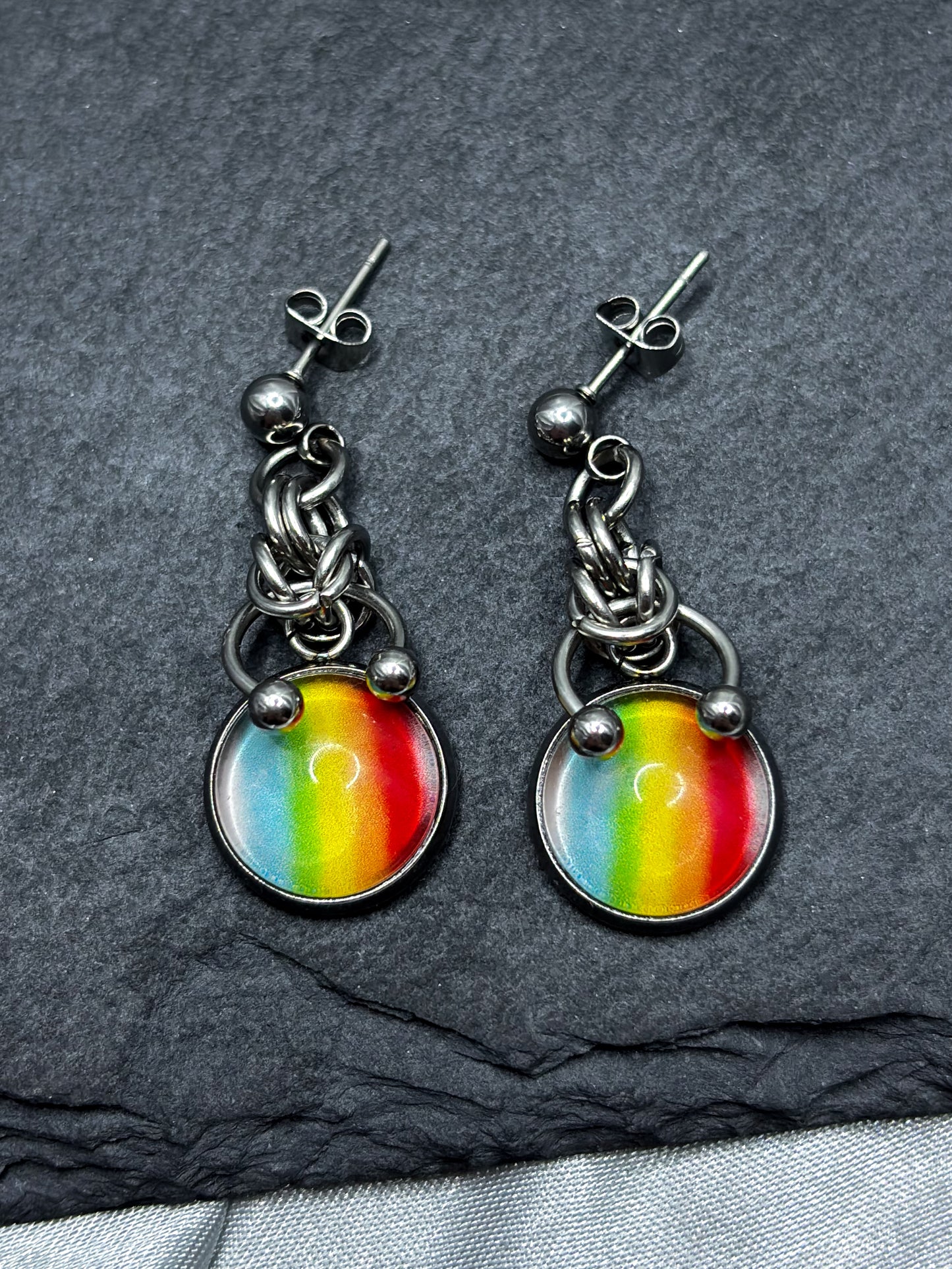 RAINBOW CHAINMAIL EARRINGS