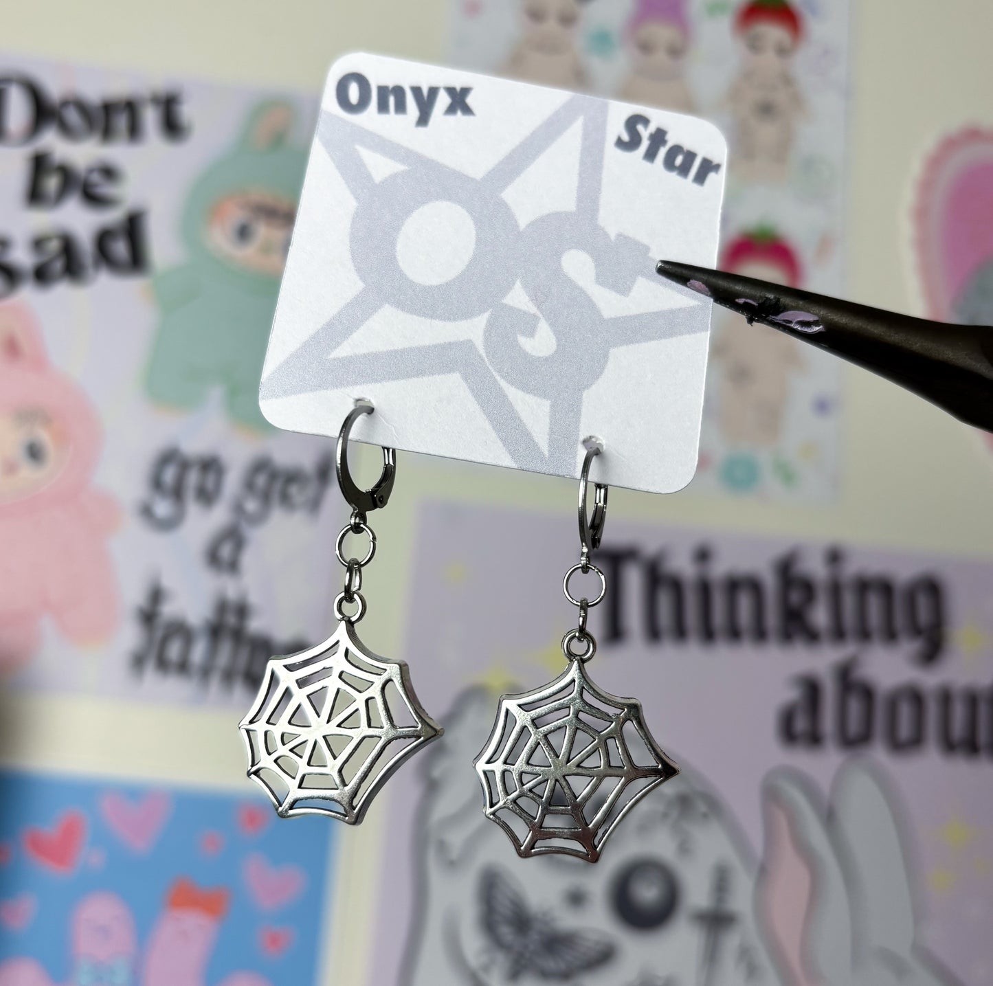 Spider Web Dangle Earrings