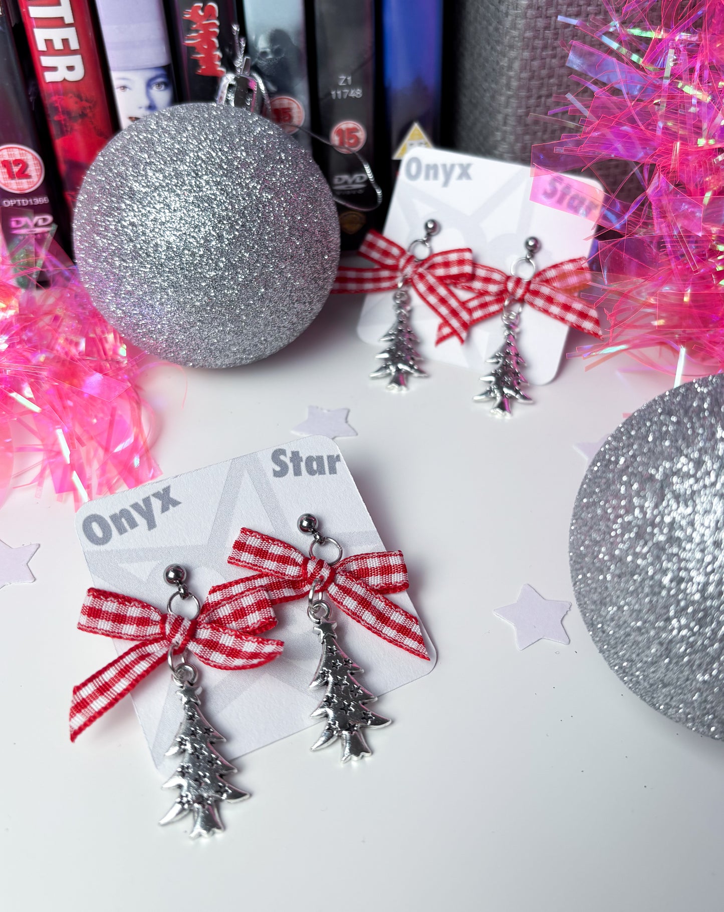 Gingham Christmas Tree Earrings