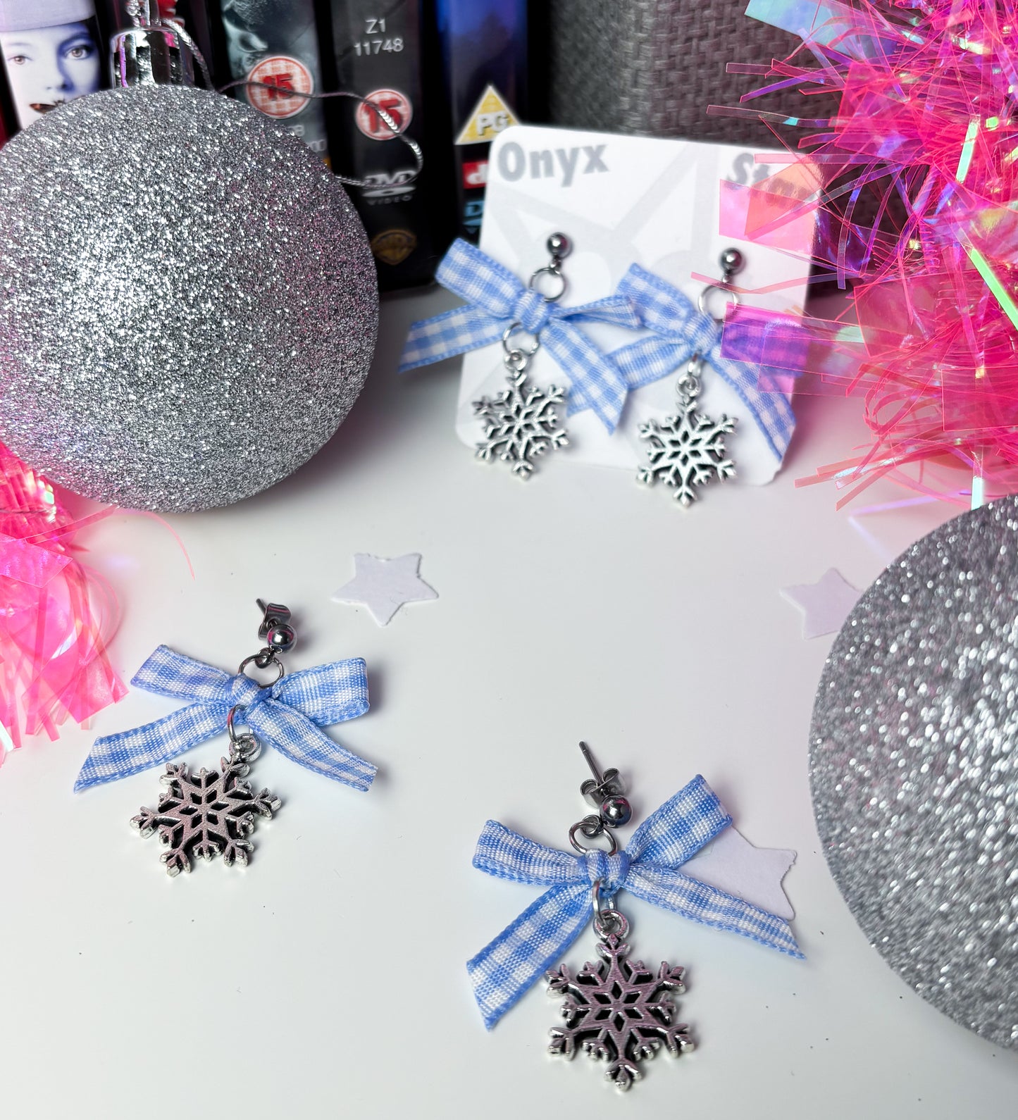 Blue Snowflake Earrings