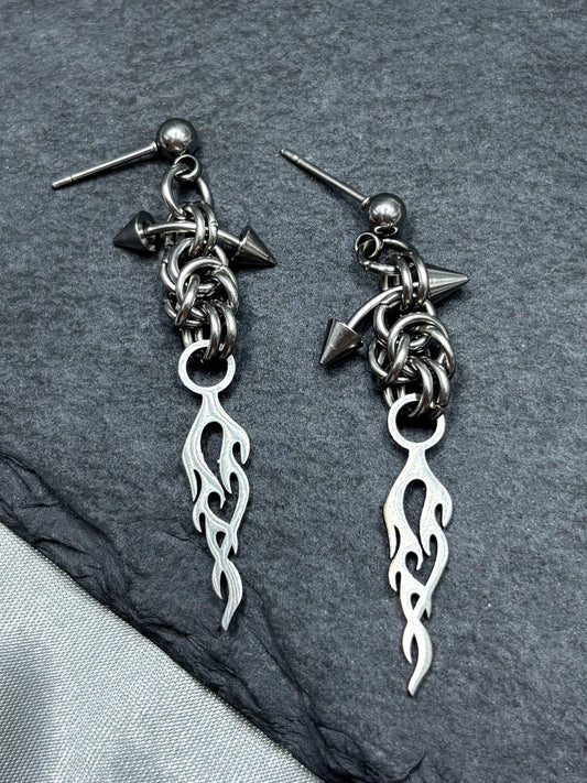 FIRE CHAINMAIL EARRINGS