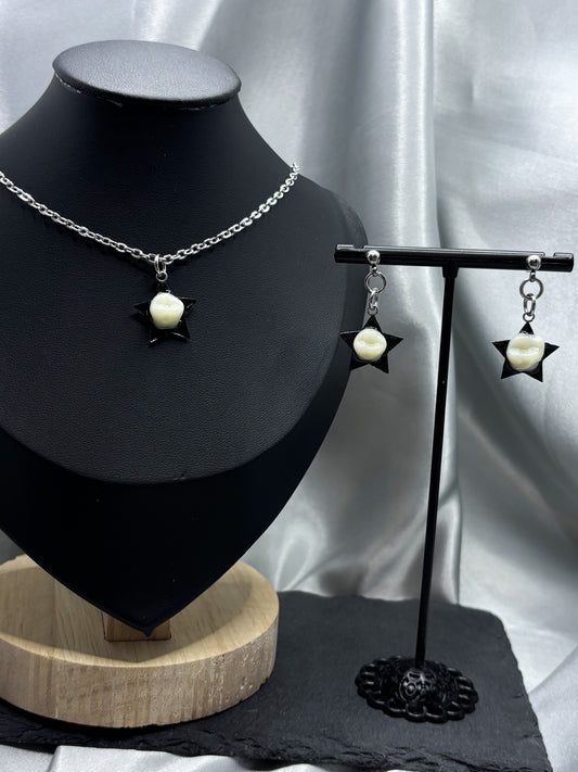 STAR TOOTH NECKLACE & EARRINGS SET