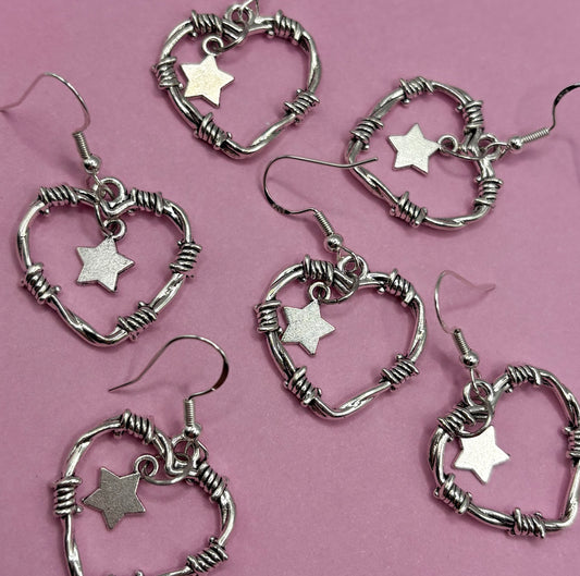 Barbed Wire Heart Earrings