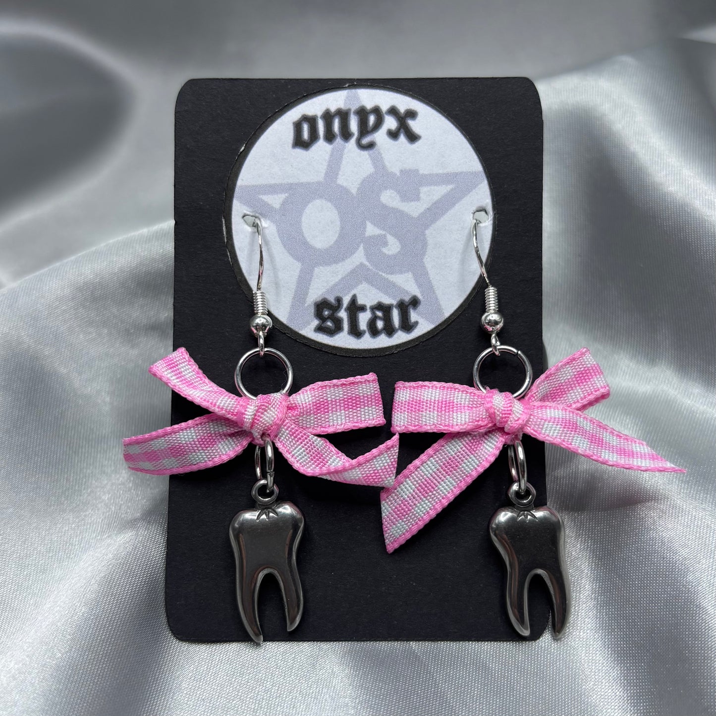 GINGHAM TEETH EARRINGS