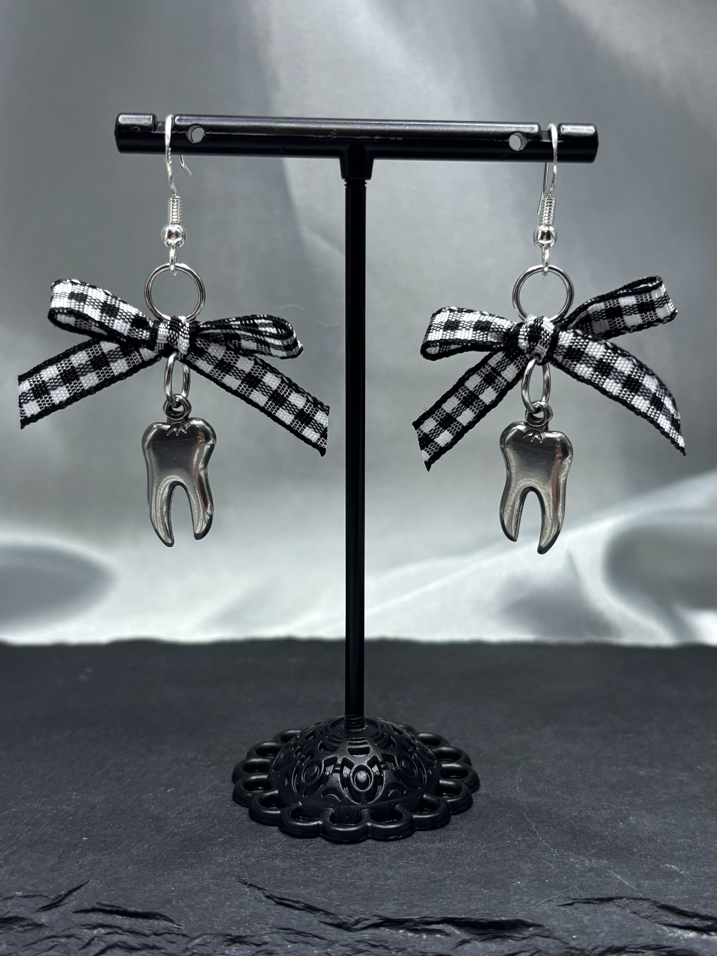 GINGHAM TEETH EARRINGS