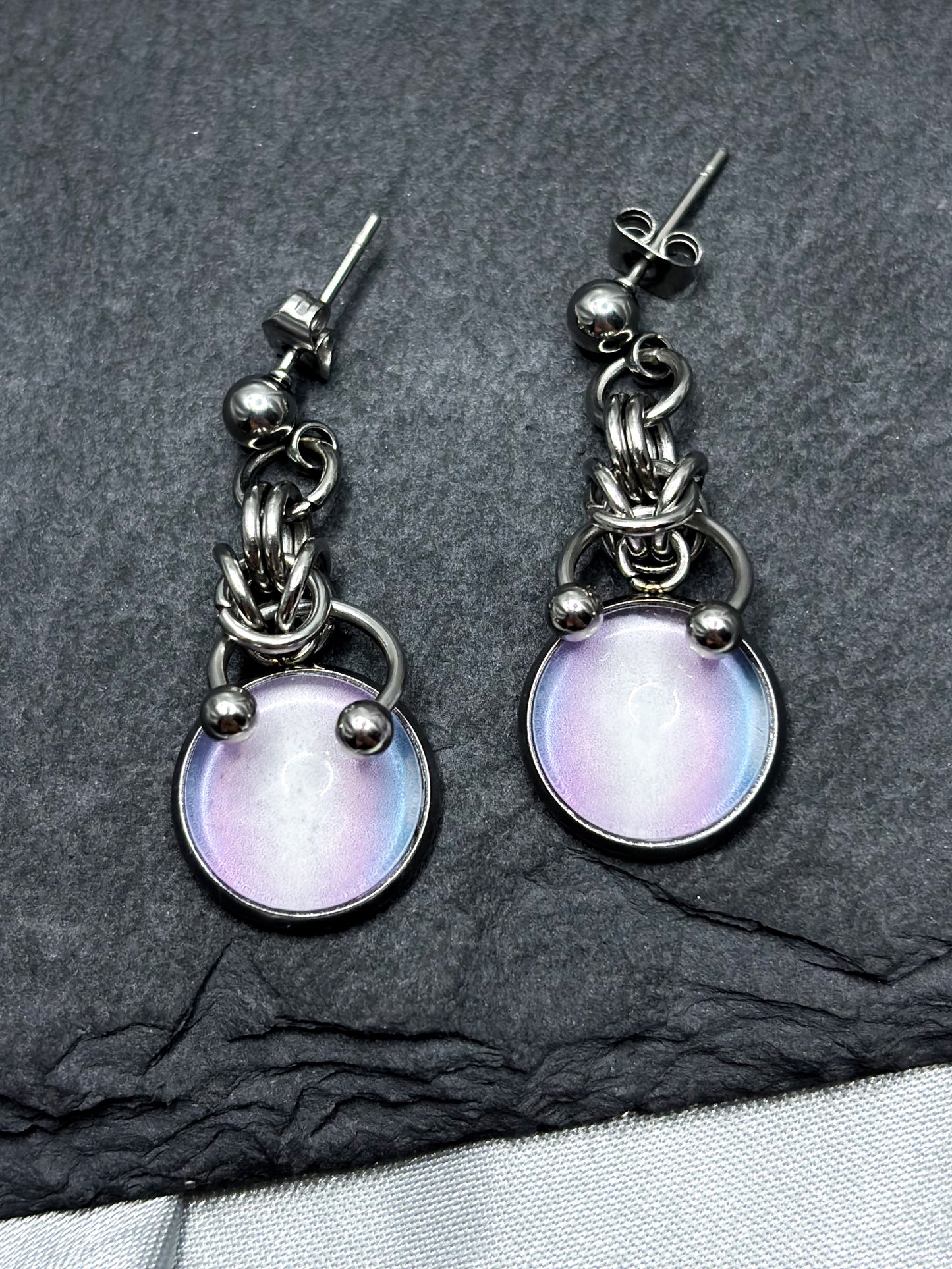 TRANS FLAG CHAINMAIL EARRINGS