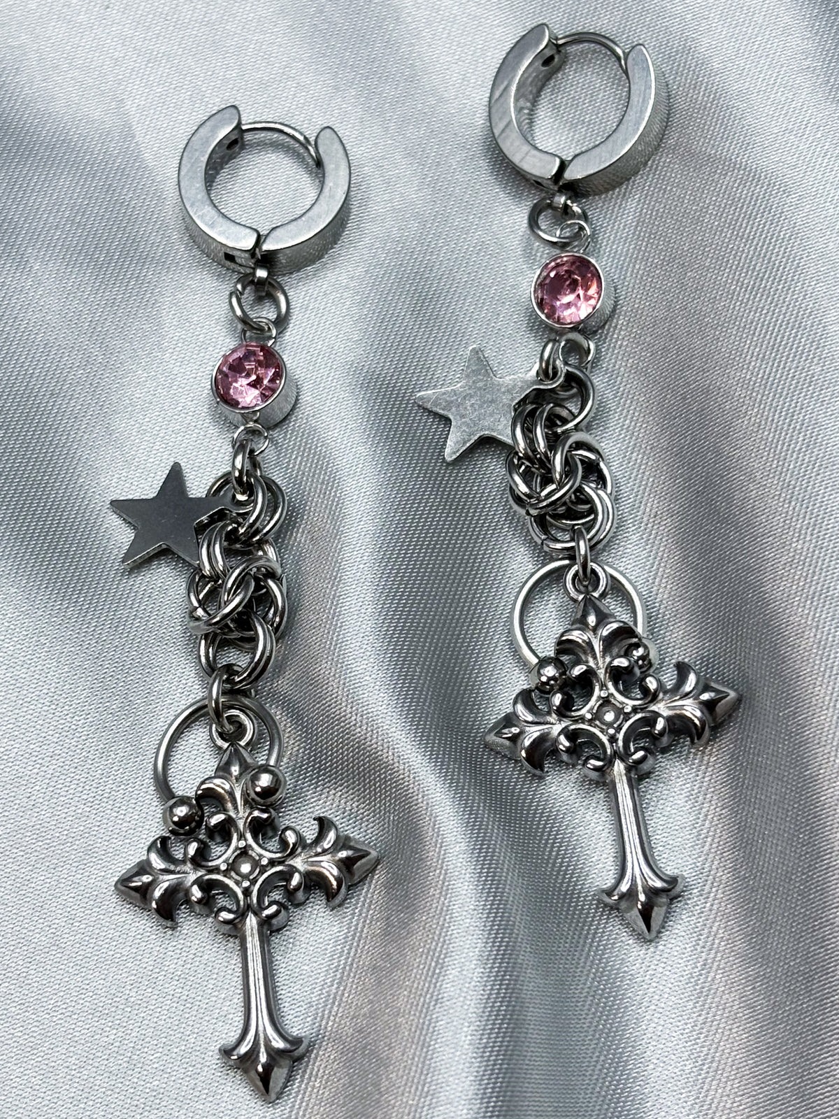 PINK CROSS EARRINGS