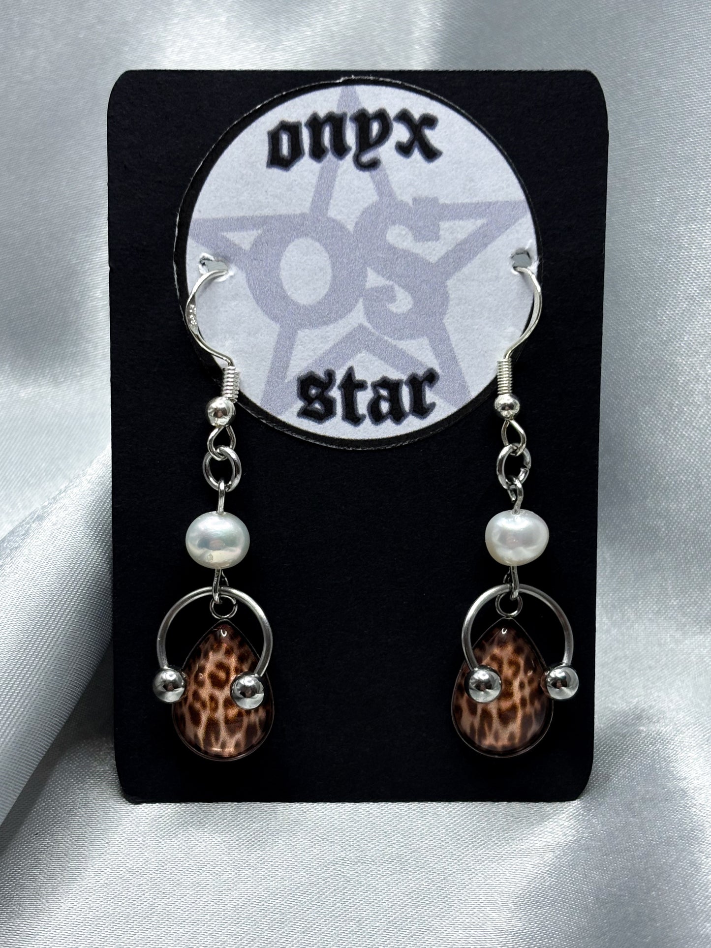 PEARLED LEOPARD EARRINGS