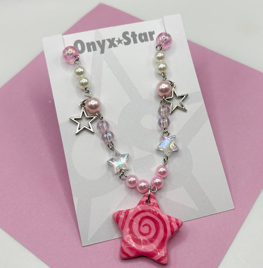 Pink Swirled Star Necklace