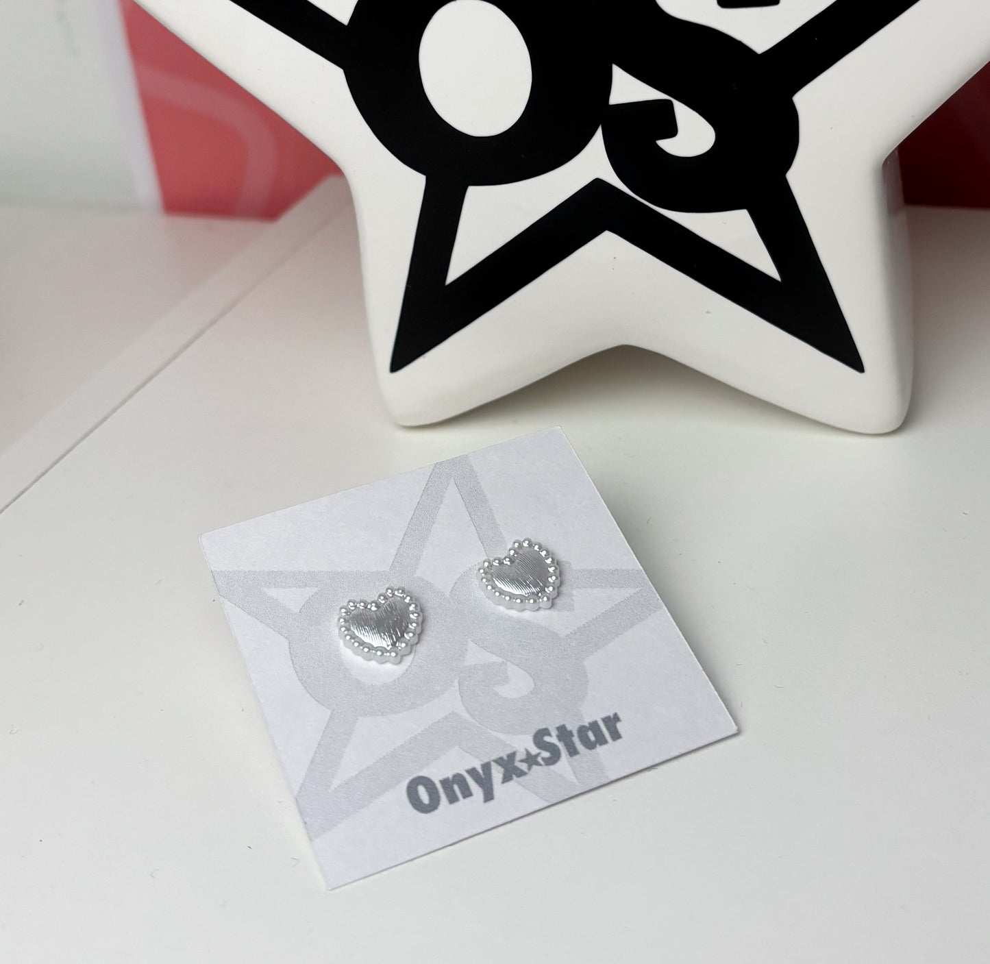 White Heart Stud Earrings