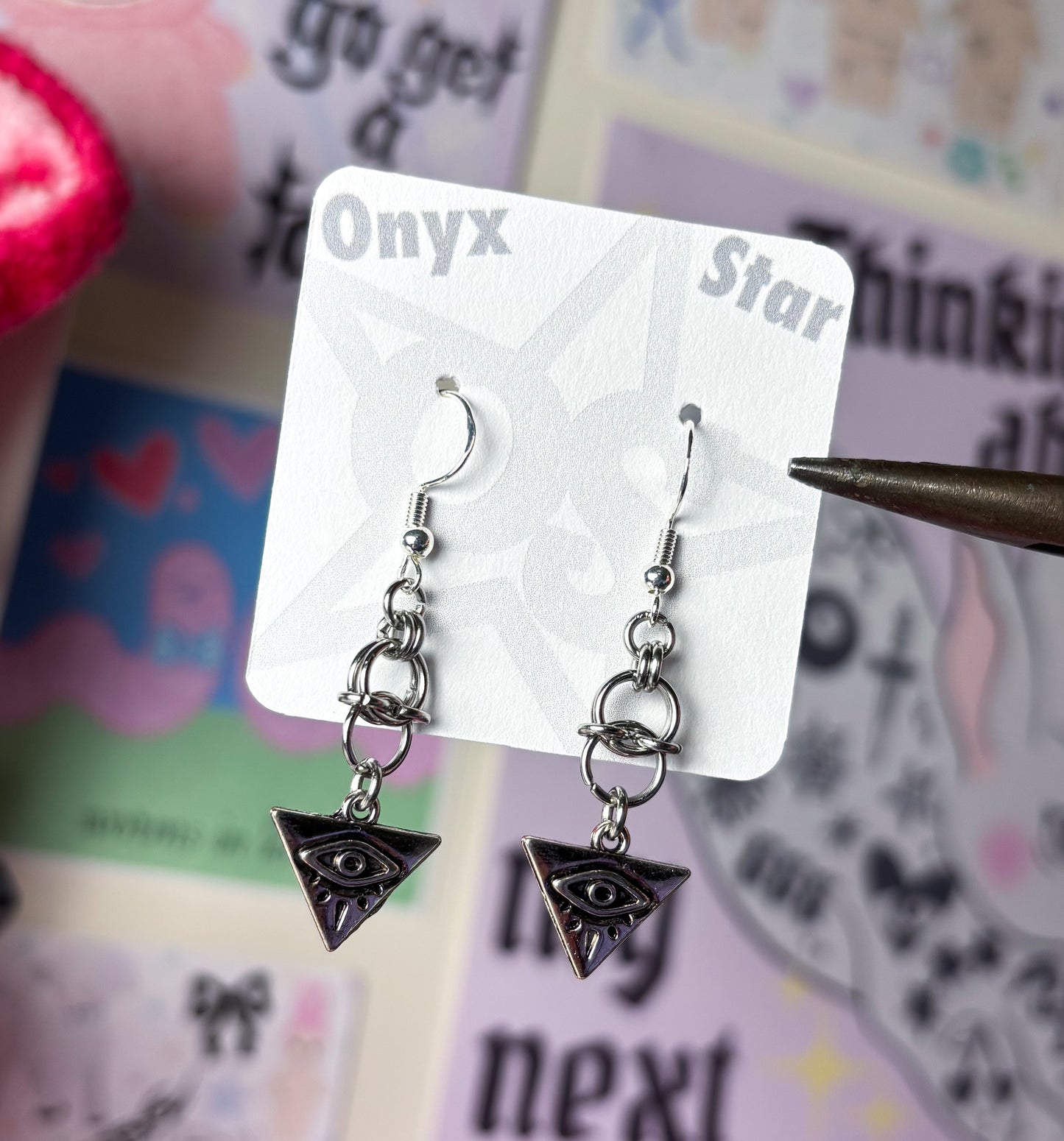 Illuminati Eye Chainmail Earrings