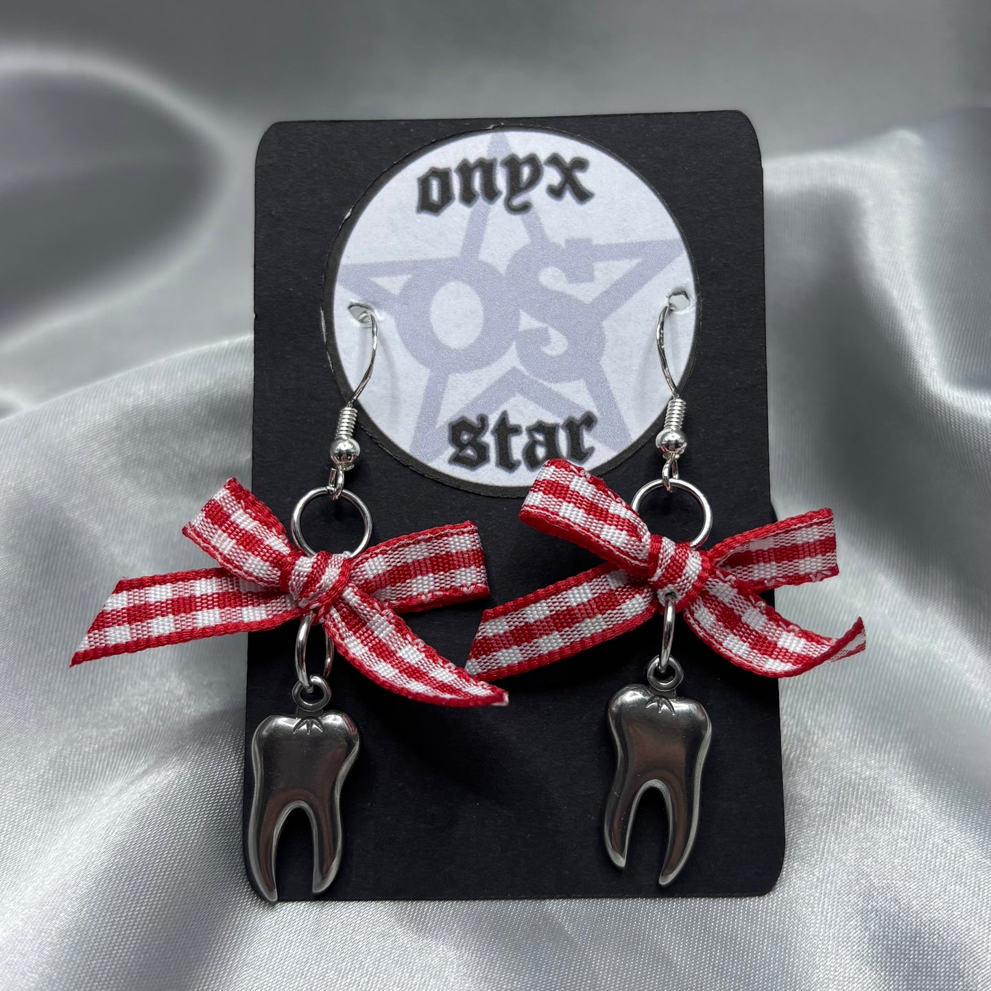 GINGHAM TEETH EARRINGS