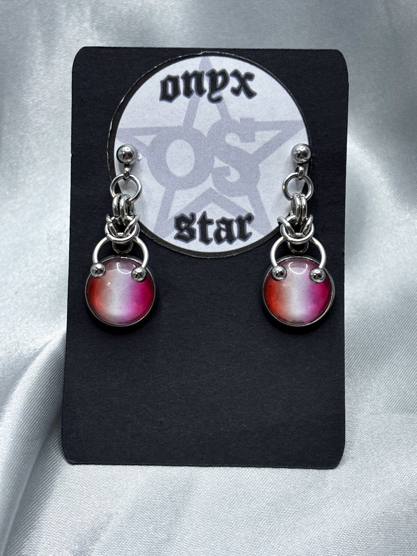 LESBIAN FLAG CHAINMAIL EARRINGS