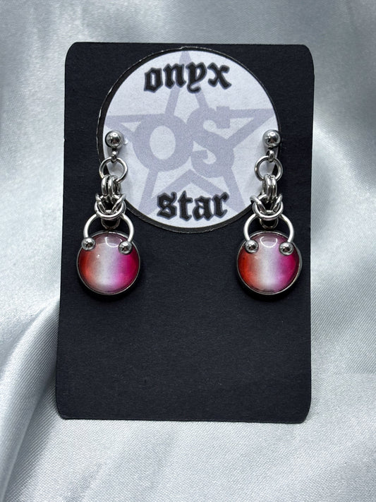 LESBIAN FLAG CHAINMAIL EARRINGS