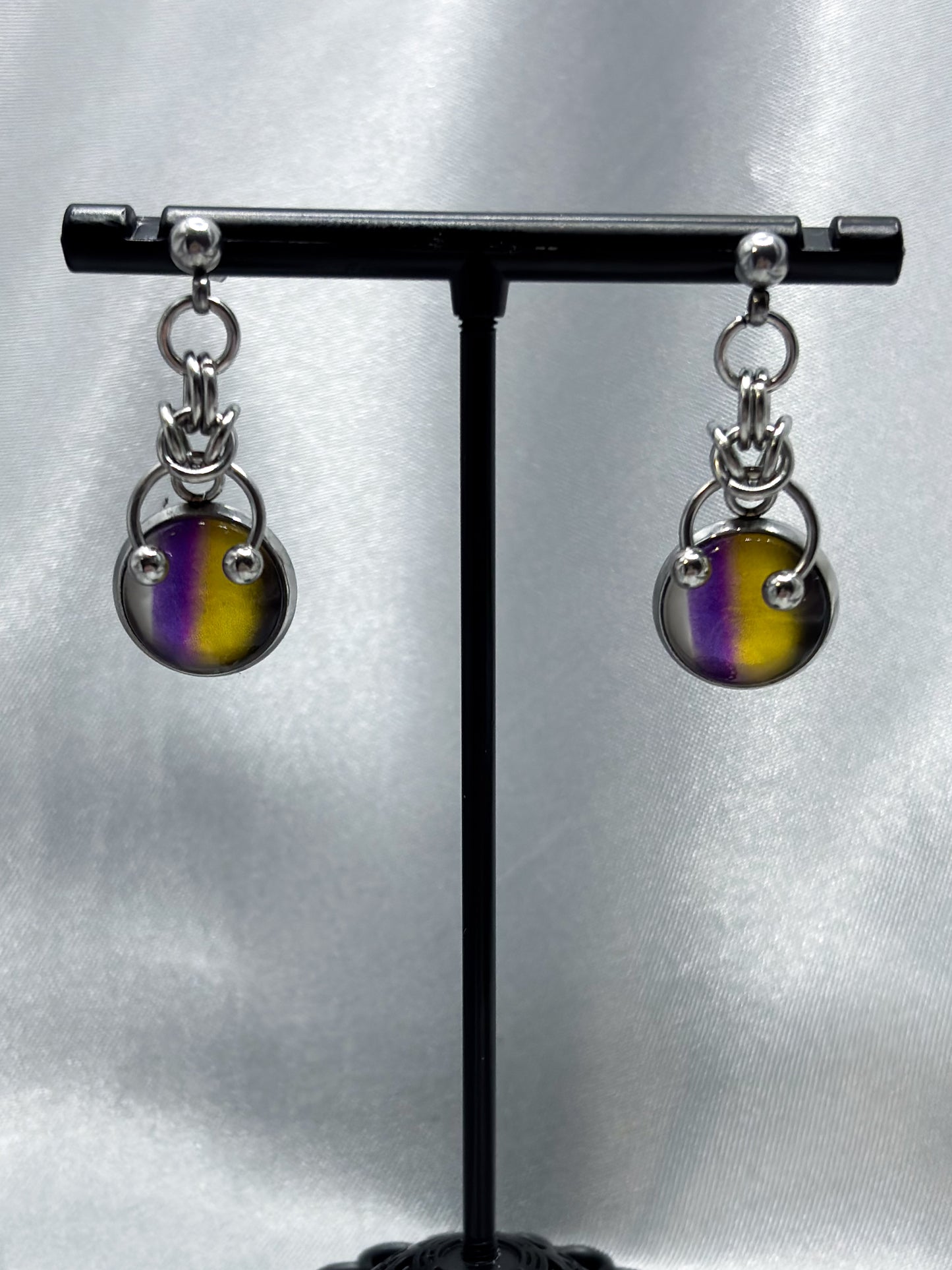 NON-BINARY CHAINMAIL EARRINGS