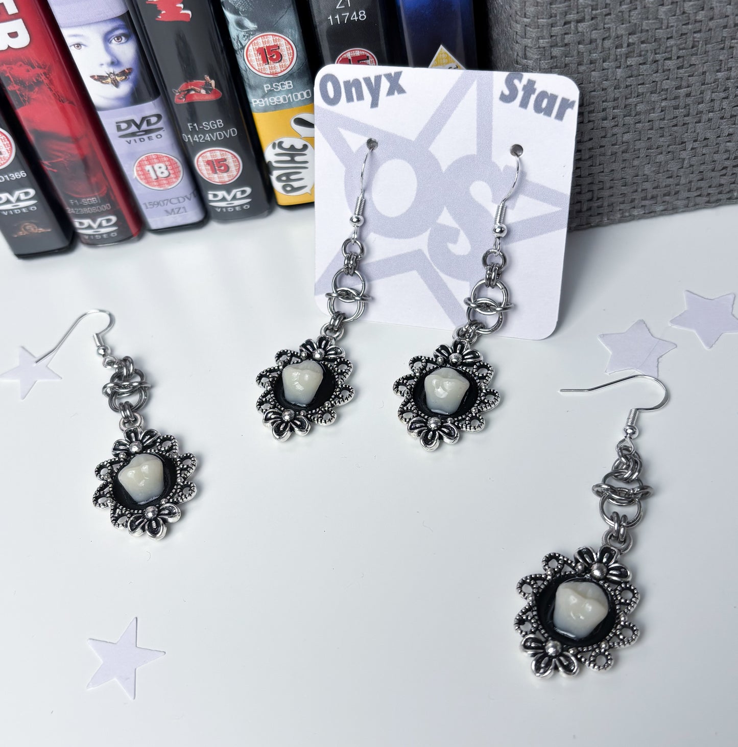 Tooth Pendant ChainMail Earrings