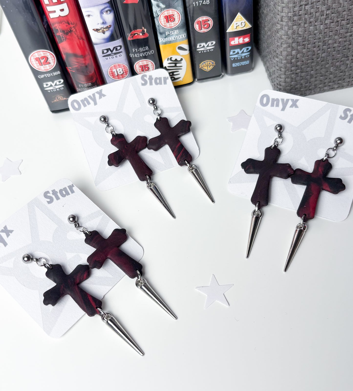 Spiked Cross Earrings