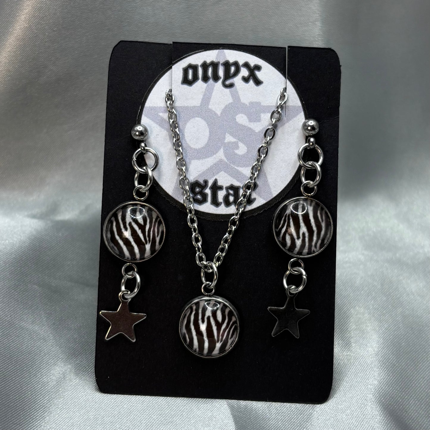 ZEBRA EARRINGS & NECKLACE SET