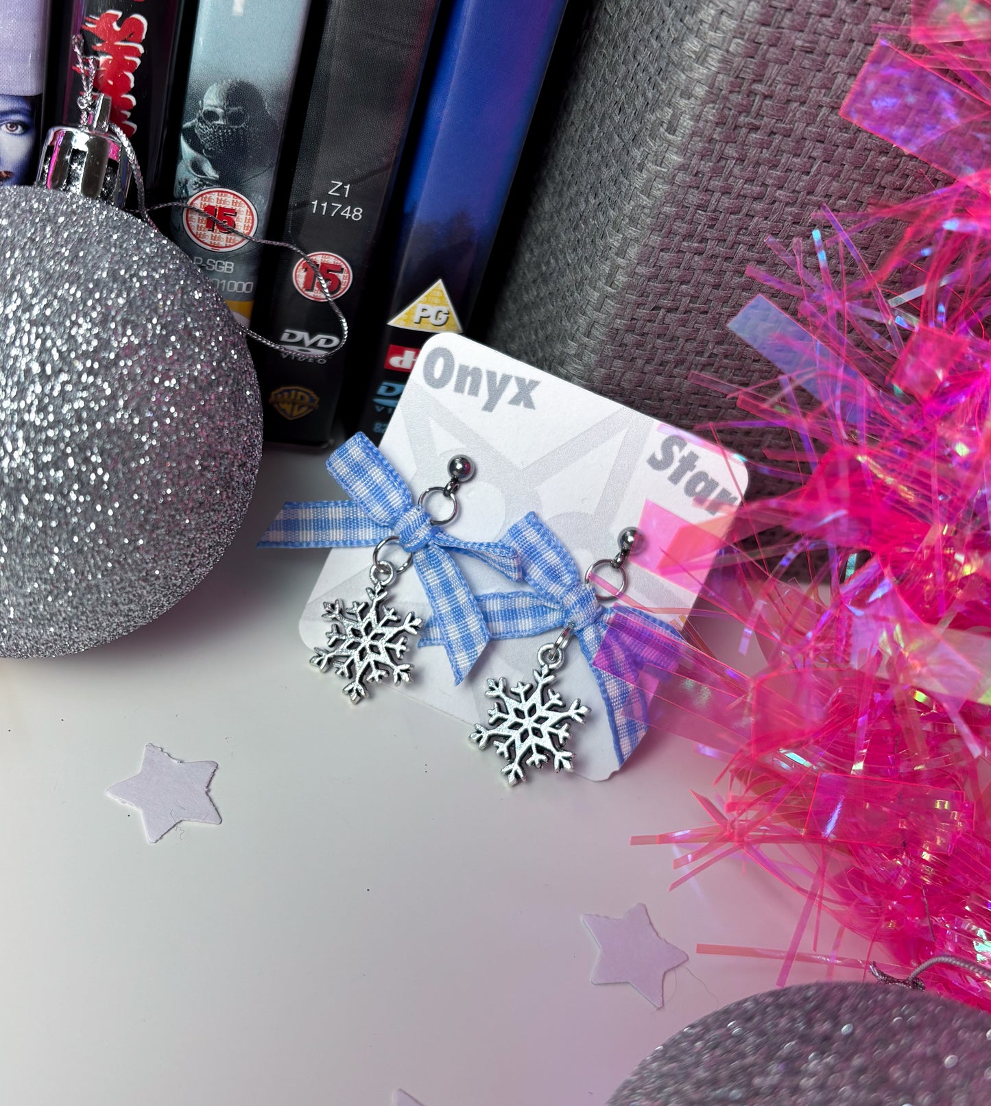 Blue Snowflake Earrings