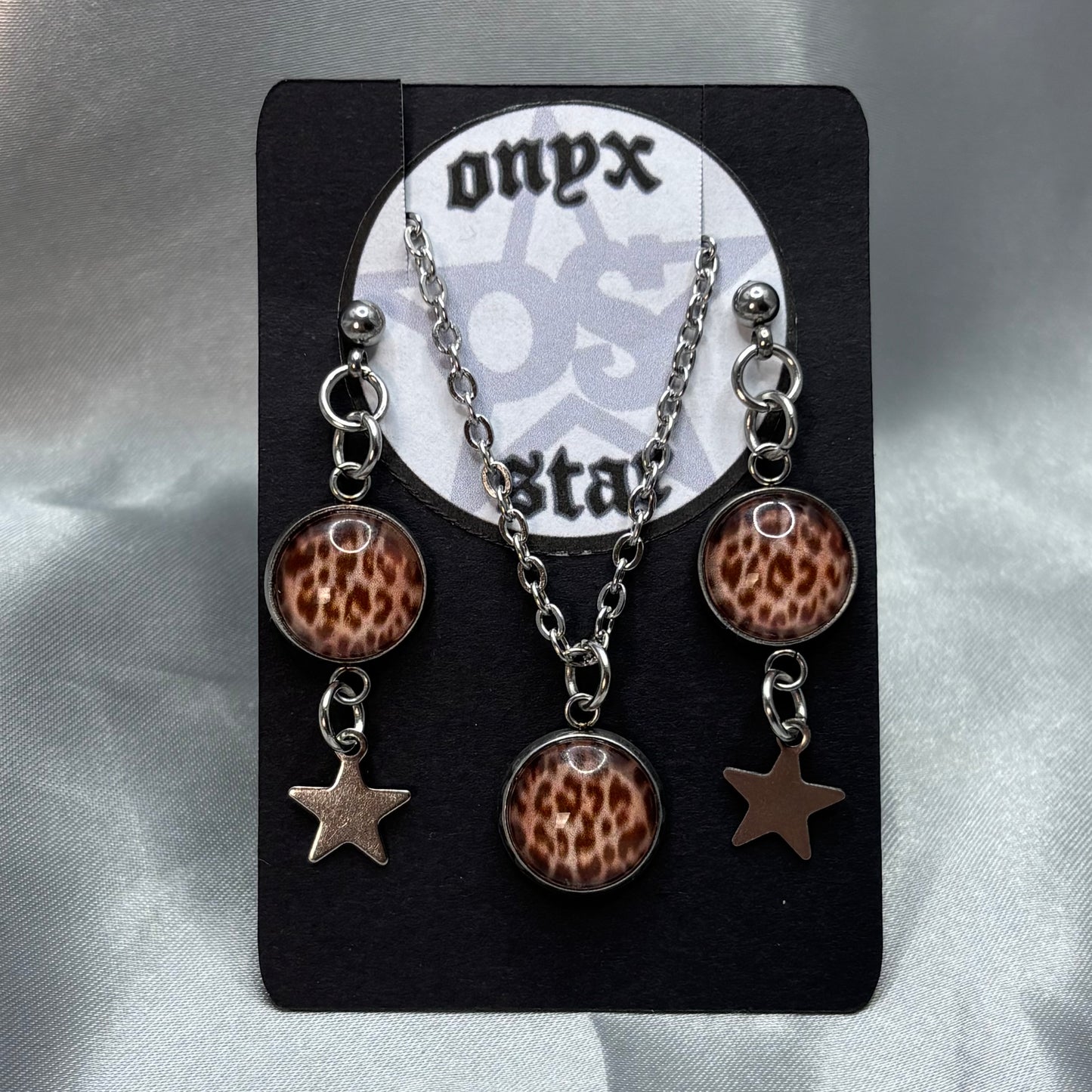 LEOPARD EARRINGS & NECKLACE SET