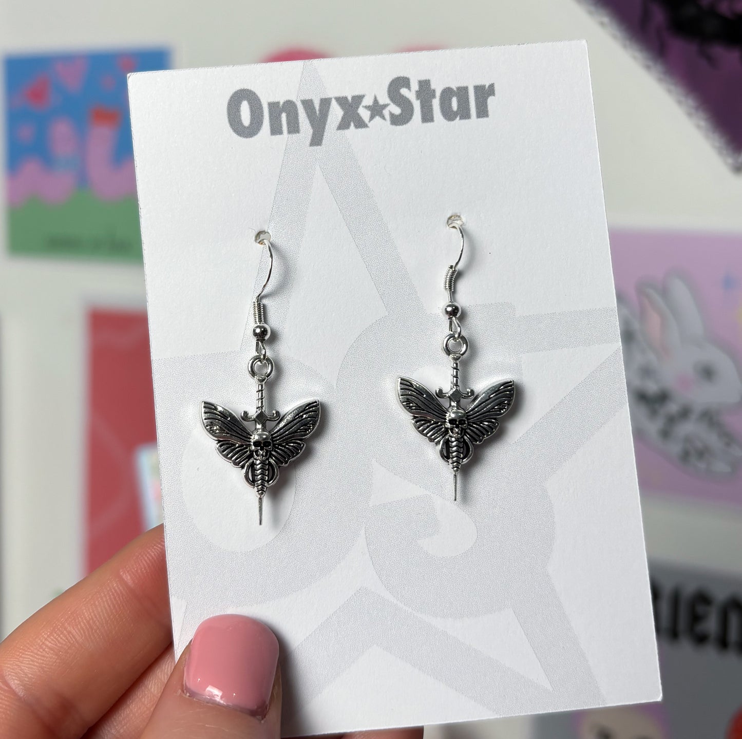 Moth Skull Earrings