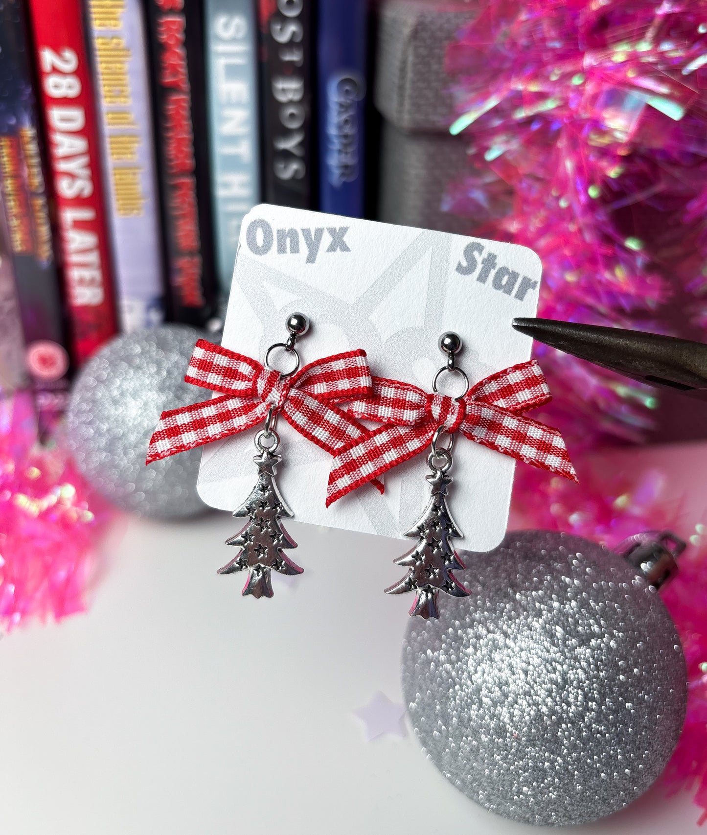 Gingham Christmas Tree Earrings