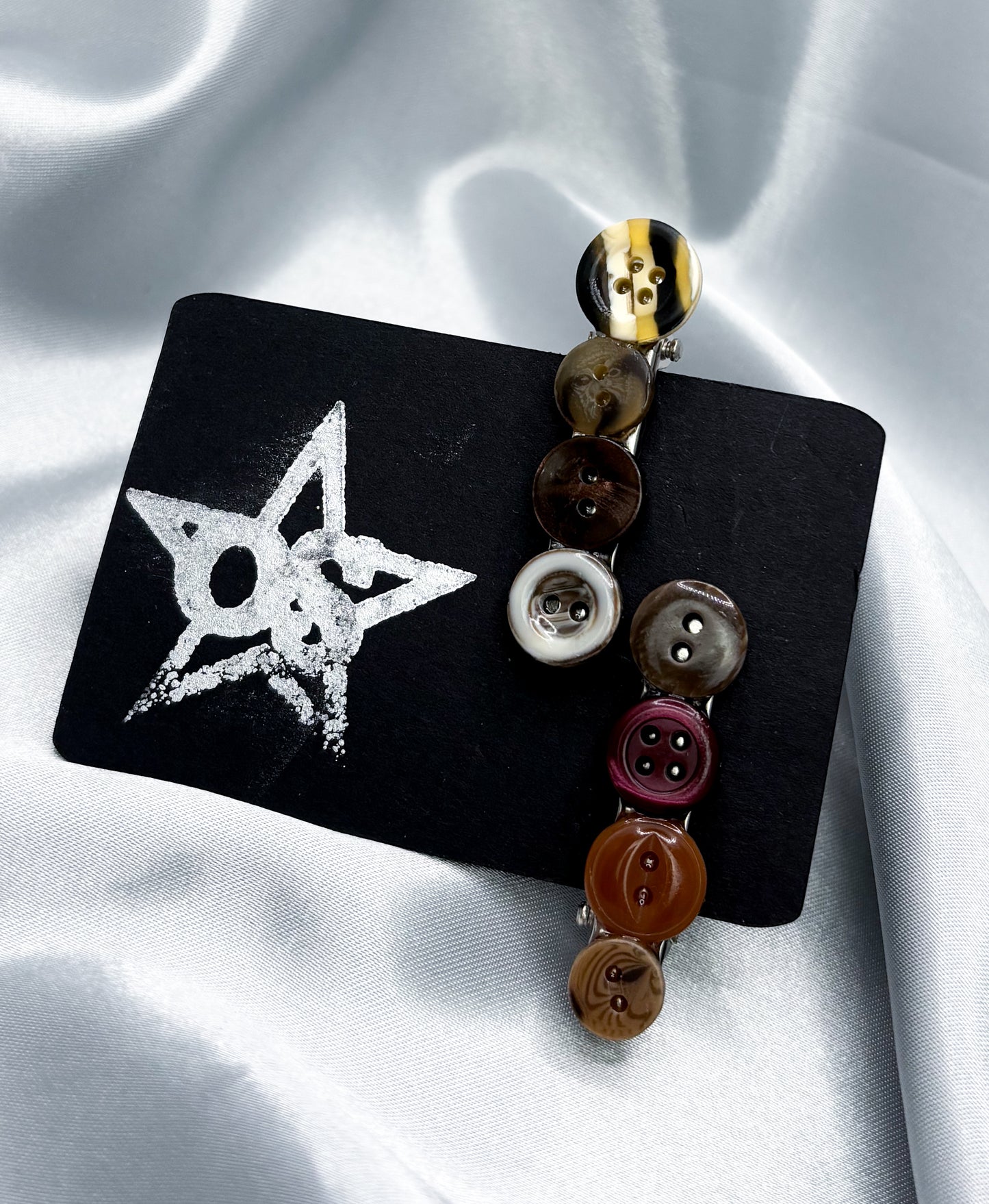 COZY BROWN BUTTON HAIR CLIPS
