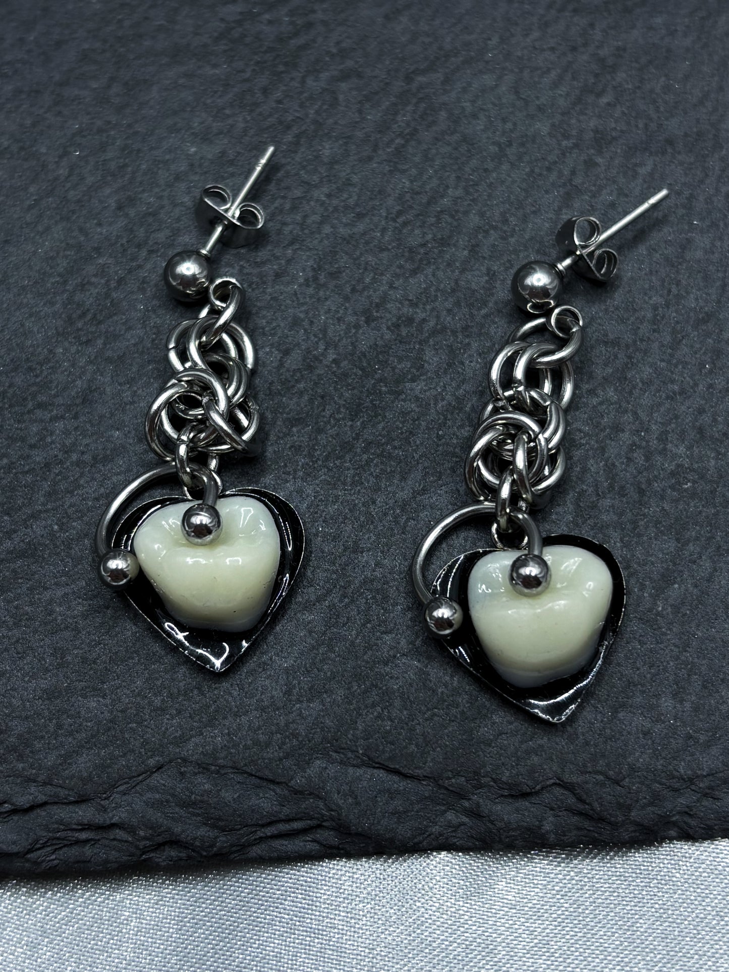 PIERCED HEART TOOTH EARRINGS