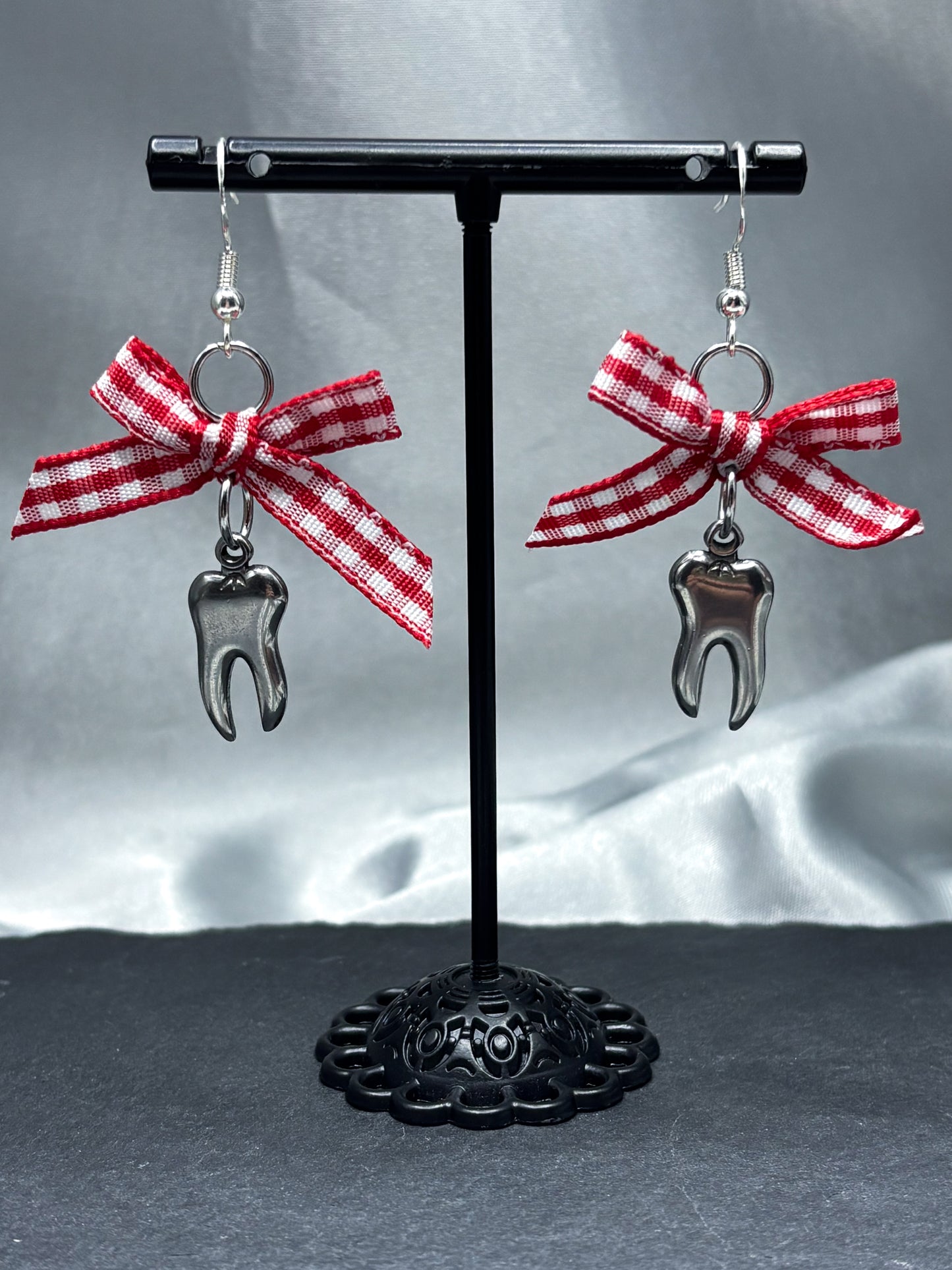 GINGHAM TEETH EARRINGS