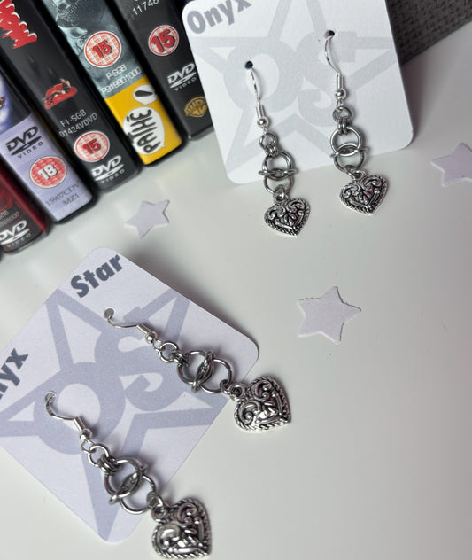 Heart Chainmail Earrings
