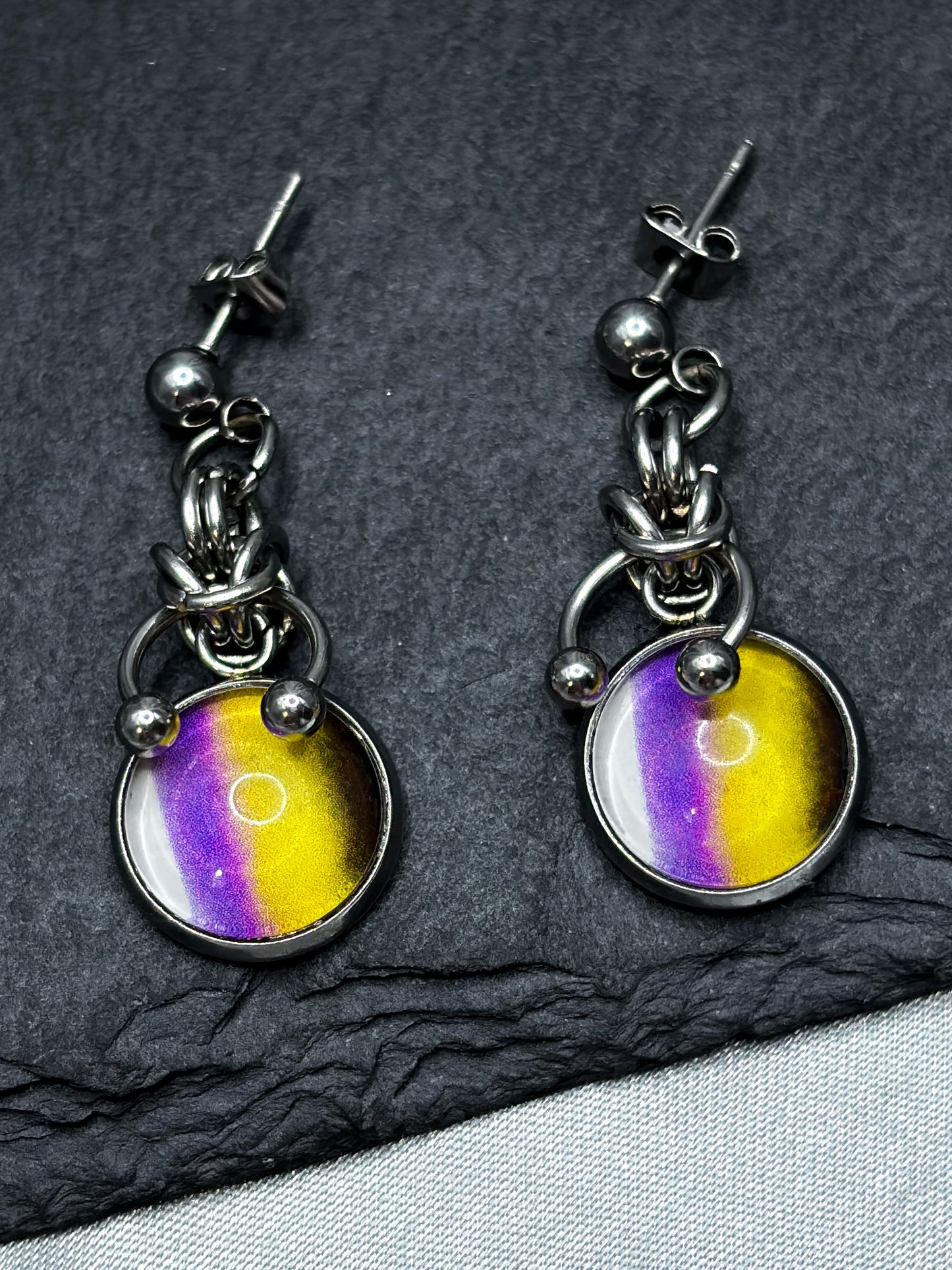 NON-BINARY CHAINMAIL EARRINGS